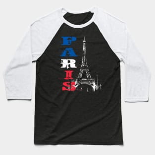 Eiffel Tower Grunge Silhouette Baseball T-Shirt